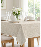 Mantel Antimanchas Mandala beige y gris