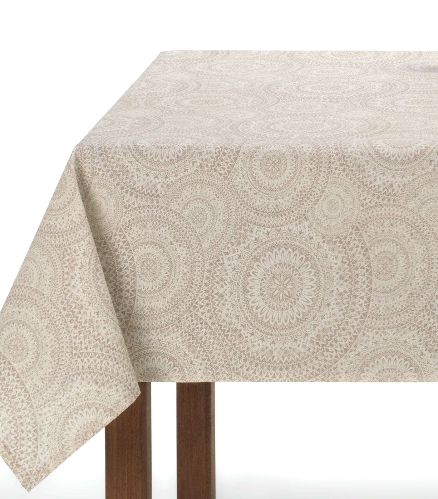 Mantel Antimanchas Mandala beige y gris