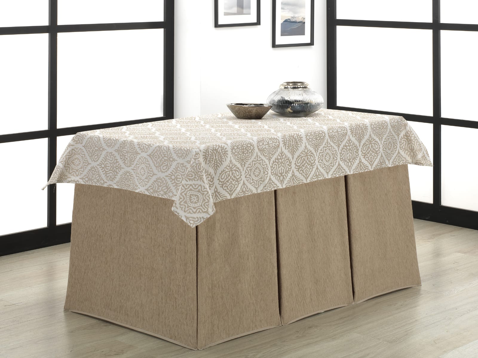 Falda Camilla Tayana Chenilla 640 Gr Invierno + Tapete Jacquard