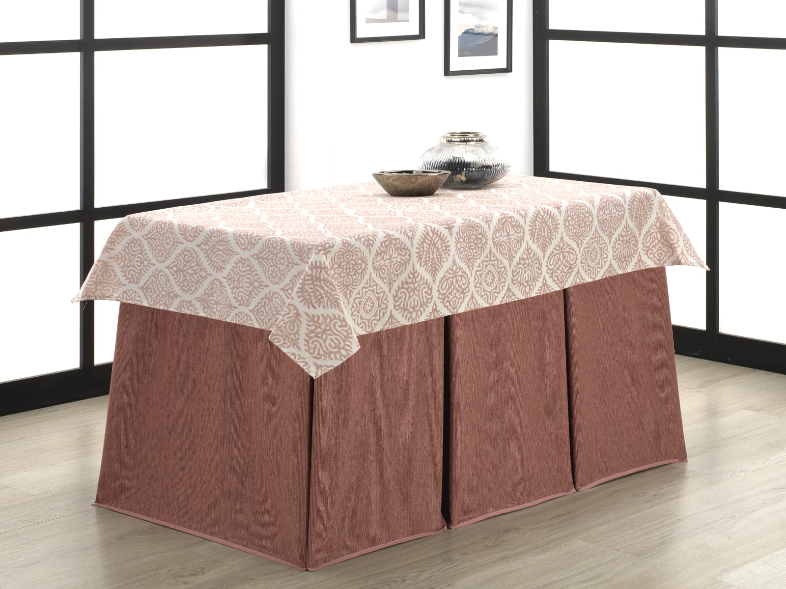 Falda Camilla Tayana Chenilla 640 Gr Invierno + Tapete Jacquard