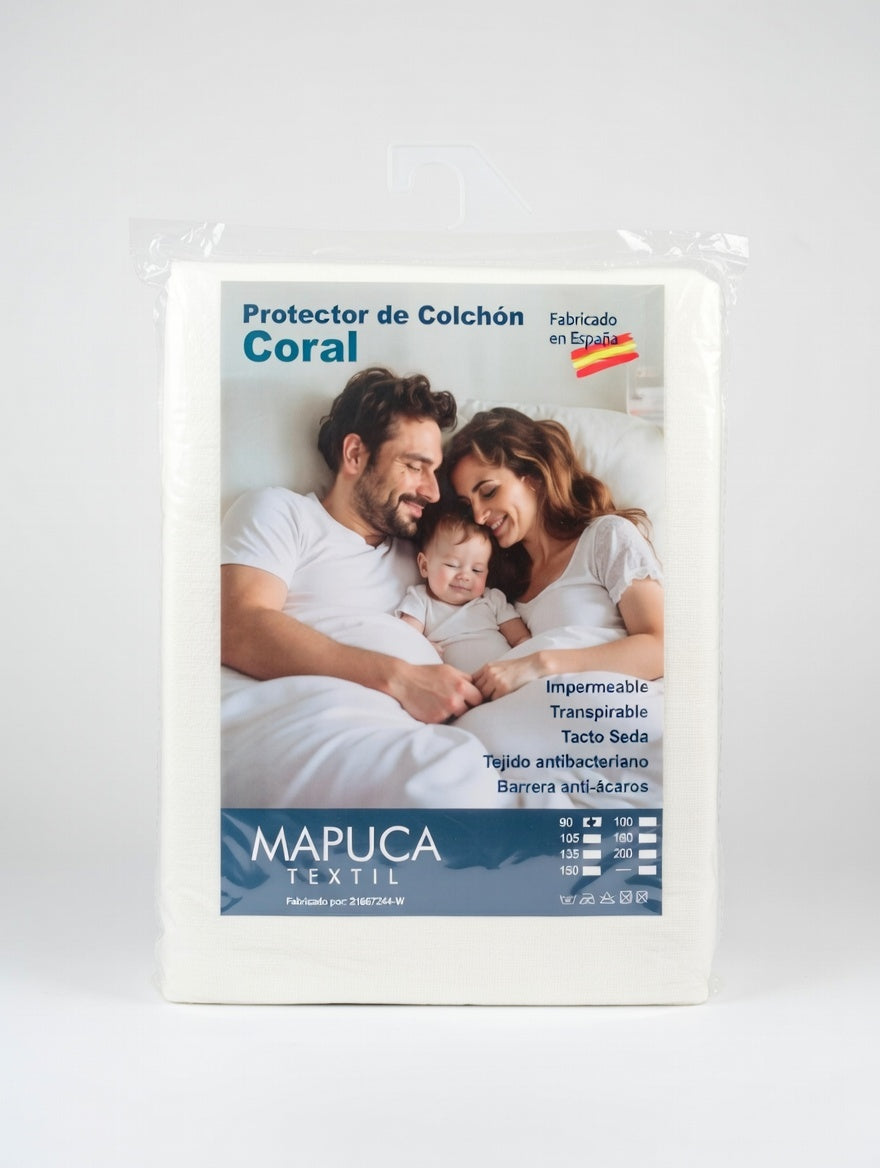 Protector de Colchón Coral Impermeable y Transpirable – Tacto Seda con Barrera Antiácaros